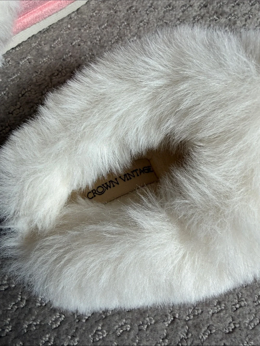 •CROWN VINTAGE• Pink Suede Faux-Fur Clog Slippers for Kids